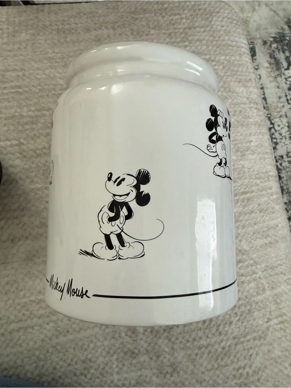 NEW MICKEY MOUSE Black & White COOKIE JAR W/ LID  Disneyland